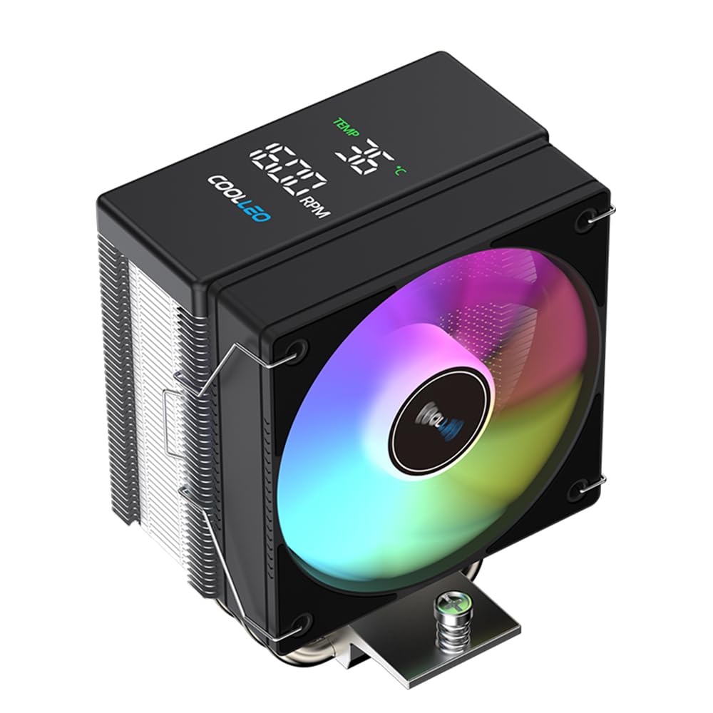COOLLEO B40S ARGB Digital CPU Cooler,HDB Bearing 10 * 10cm Performance Fan PWM 2200RPM Air Cooler 200W TDP, Suitable for AMD AM4/AM5 & Intel LGA 1700/1200/115X COOLLEO B40S ARGB Digital CPU Cooler,HDB Bearing 10 * 10cm Performance Fan PWM 2200RPM Air Cooler 200W TDP, Suitable for AMD AM4/AM5 & Intel LGA 1700/1200/115X